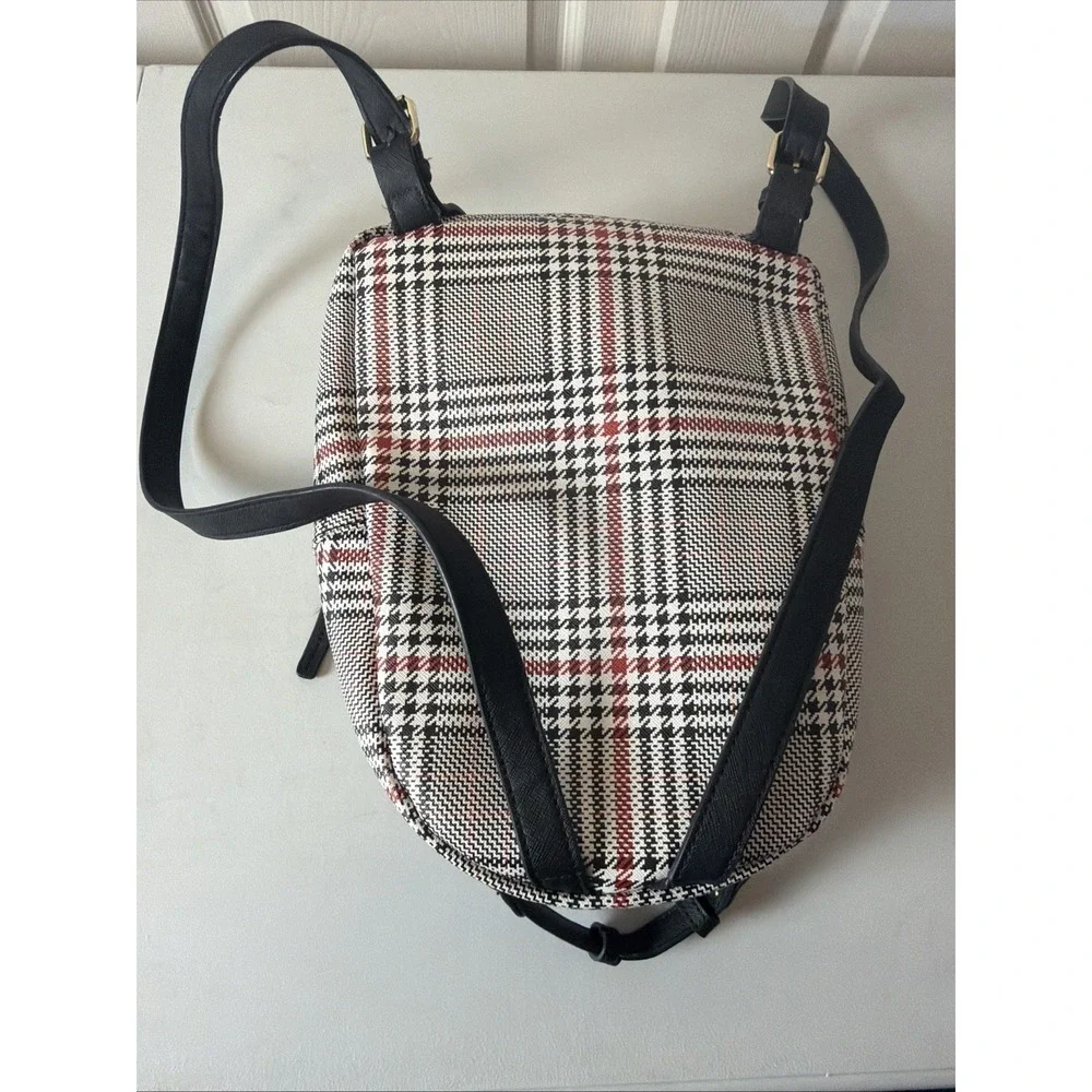 Tommy Hilfiger Women's Black And Red Plaid  Backpack Monogram Printed Logo